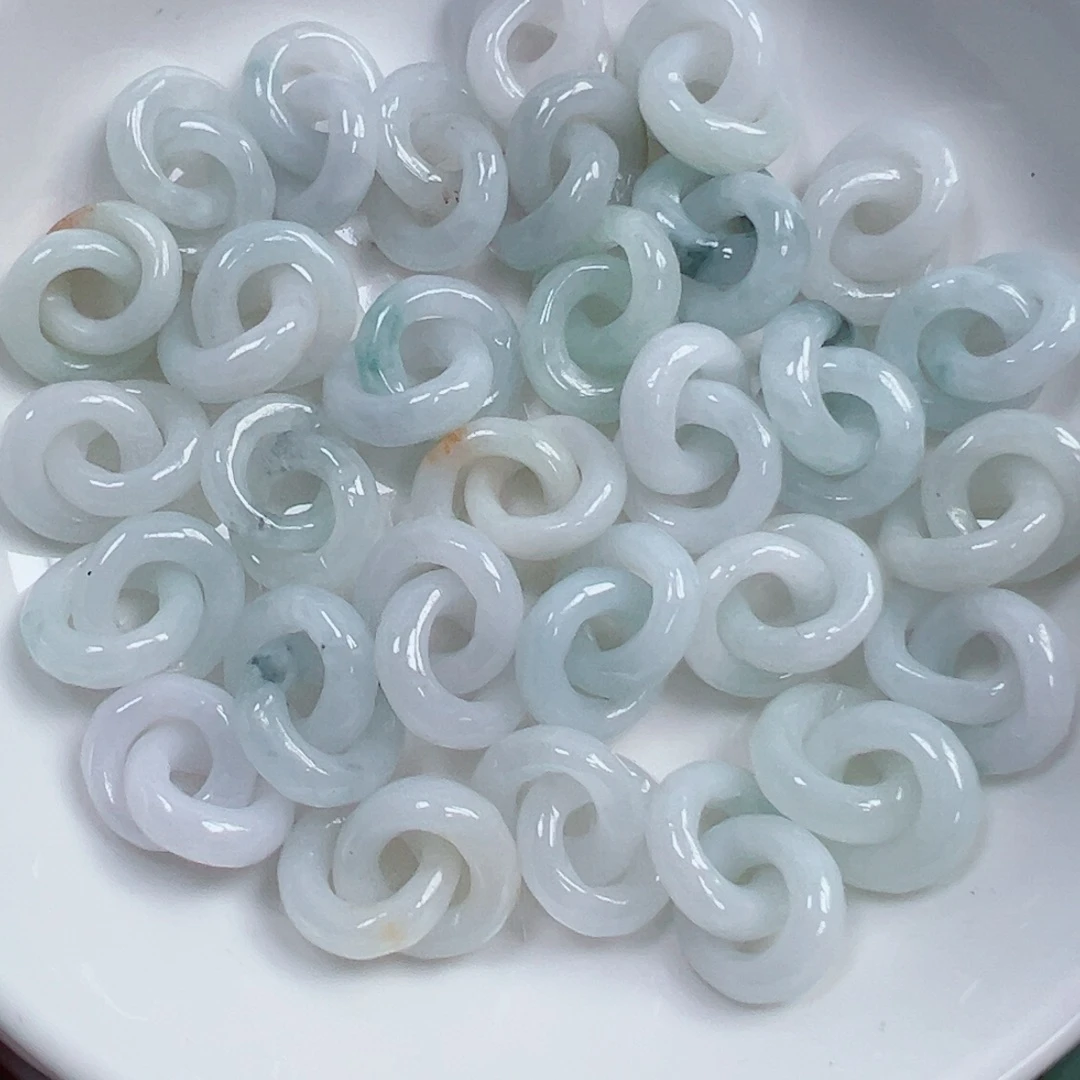 翡翠散珠全场缅甸a货翡翠环环相扣