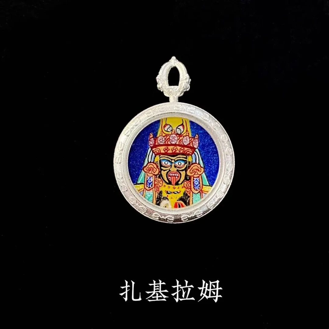 纯手绘2.0扎基拉姆粗矿砂唐卡吊坠（以直播间展示为准）