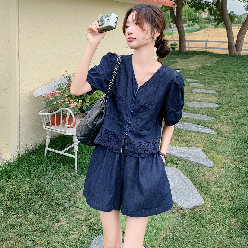 时尚套装小香风牛仔套装裤女夏薄2025夏季新款流行高级松弛感冷淡