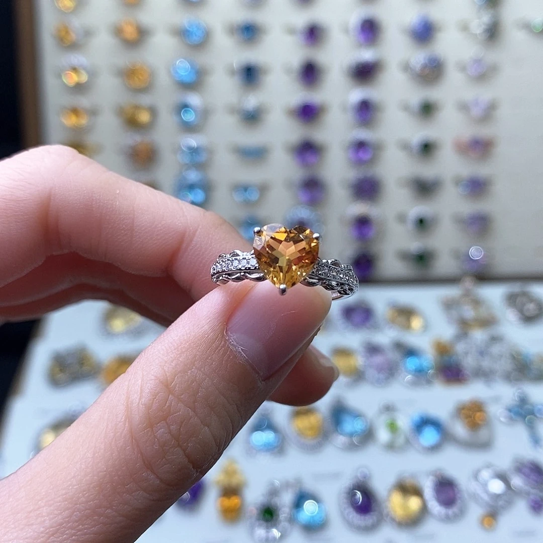 黄晶戒指银S925镶嵌（需要证书备注）