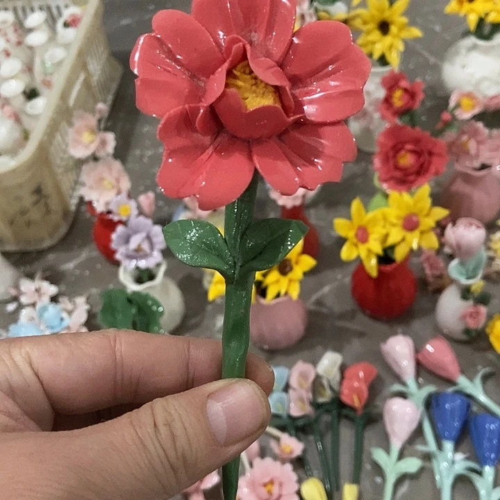 瓷片纯手工陶瓷花摆件