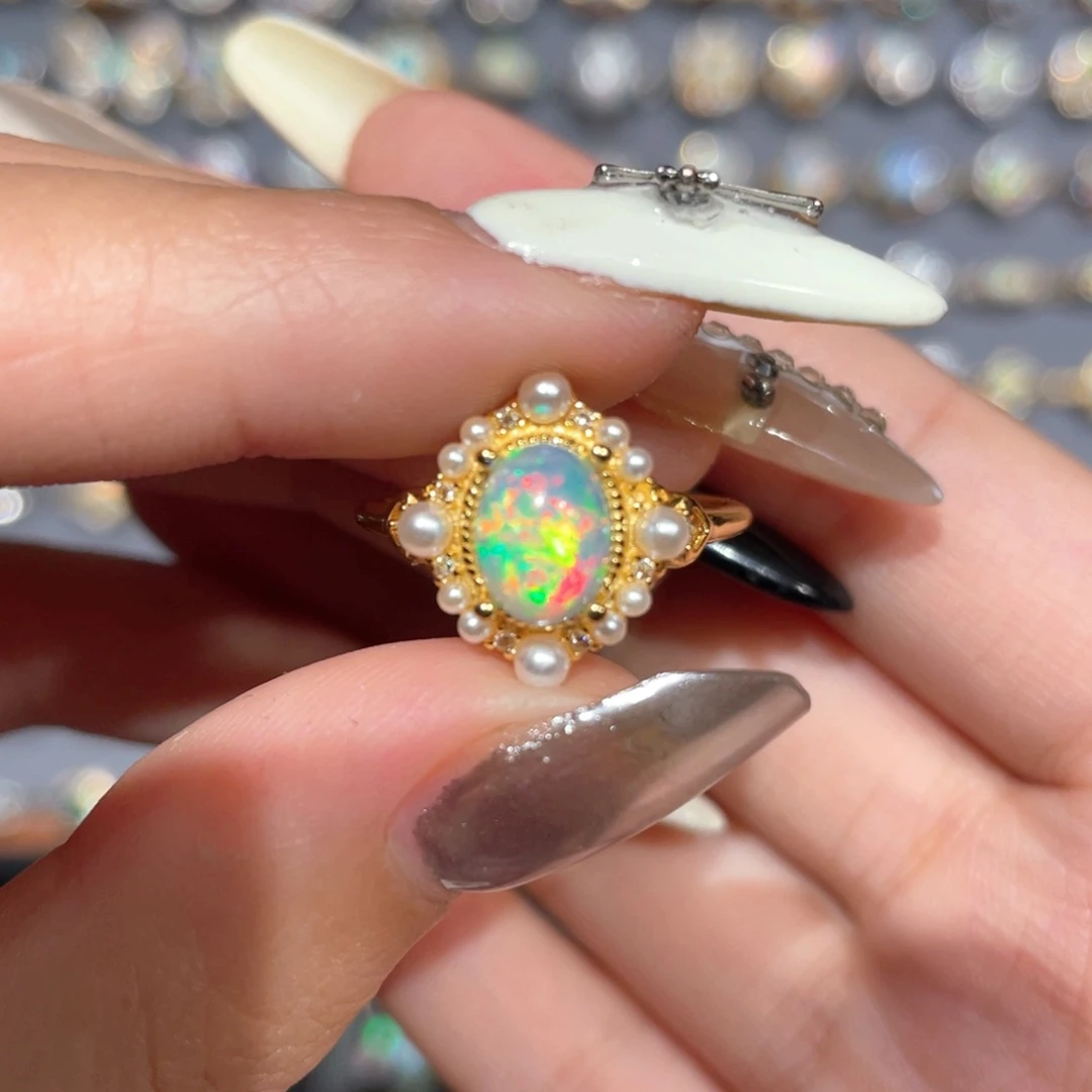 欧泊银S925镶嵌欧泊戒指