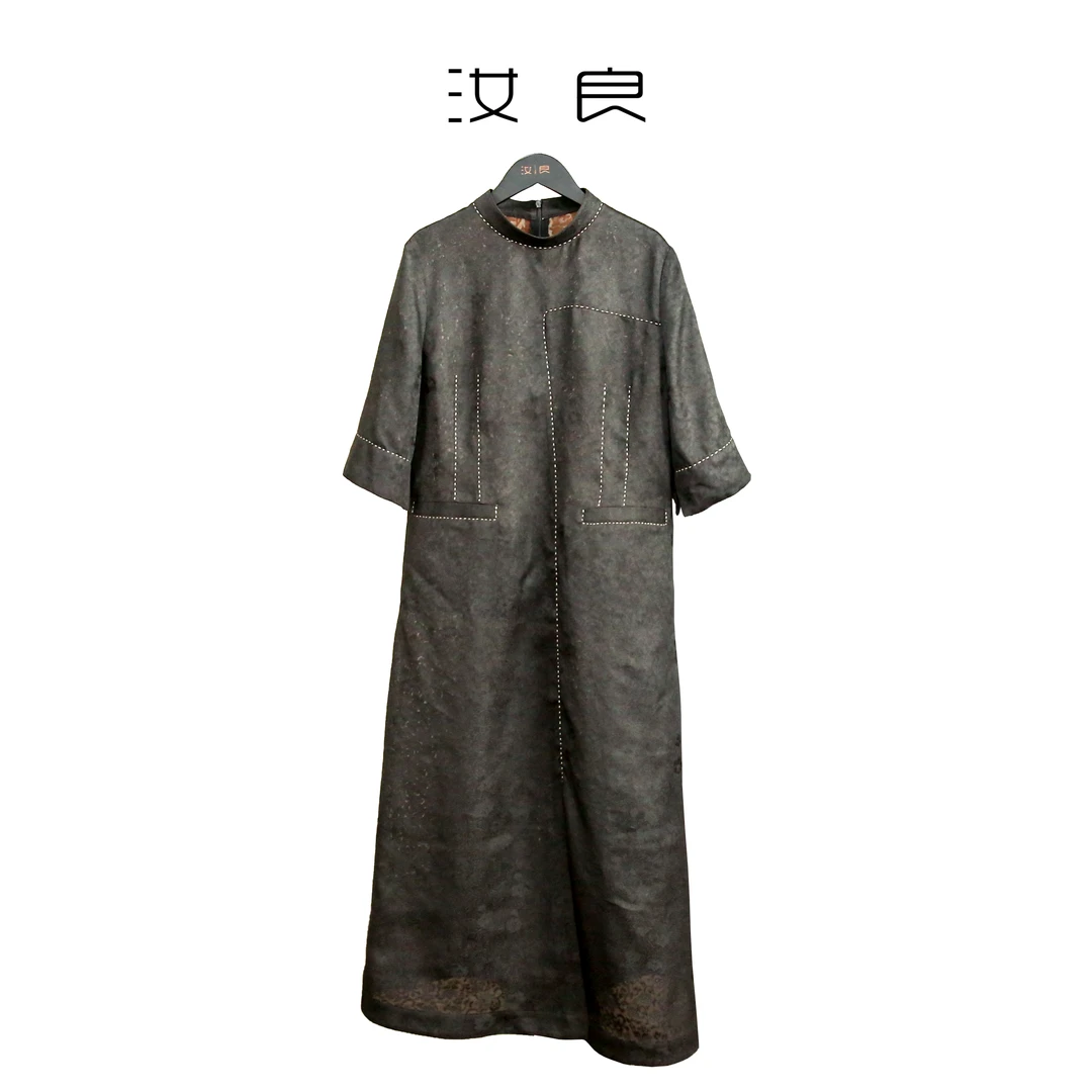 小樱花撞色珠线连衣裙