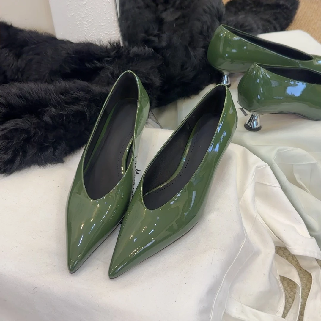 【王二今】牛皮/4CM/极简轻奢日常通勤气质优雅显瘦细中高跟单鞋女