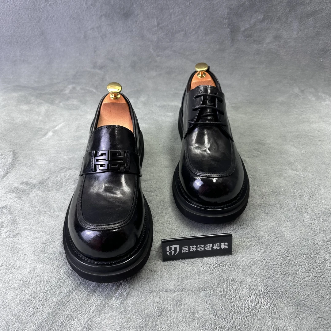 广州高端男士轻奢透气商务休闲乐福鞋圆头潮流时尚英伦风厚底百搭