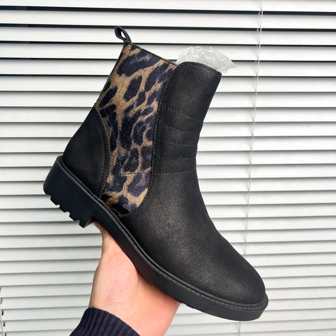 【孤品福利】头层牛皮豹纹短靴Q05