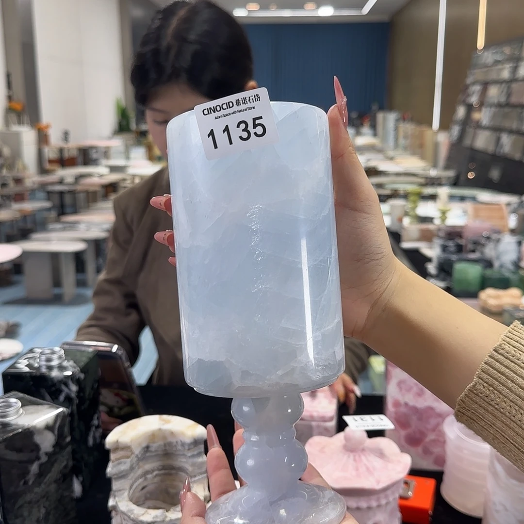 石材冰川蓝法式花瓶1135