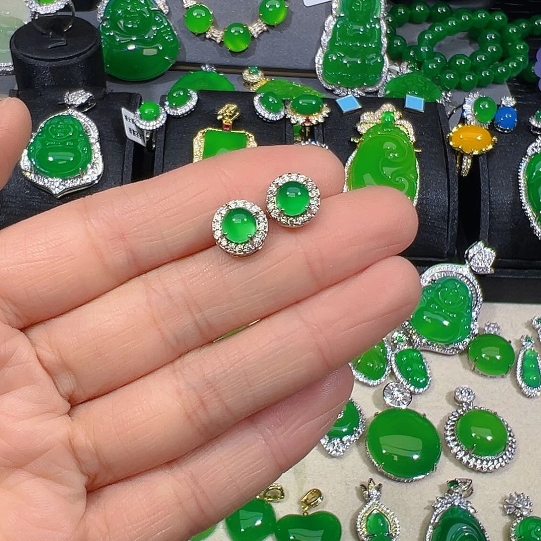 玛瑙/玉髓合金耳钉