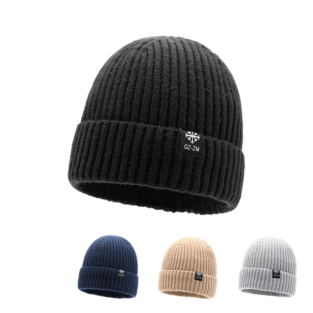 冬季针织帽时尚男士加绒加厚保暖护耳毛线帽男骑车户外防寒滑雪帽