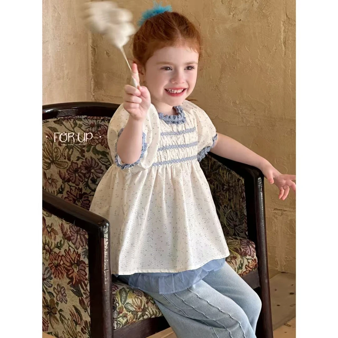 【现货】252-FU-85023多色法式莫莉花朵花边娃娃衫