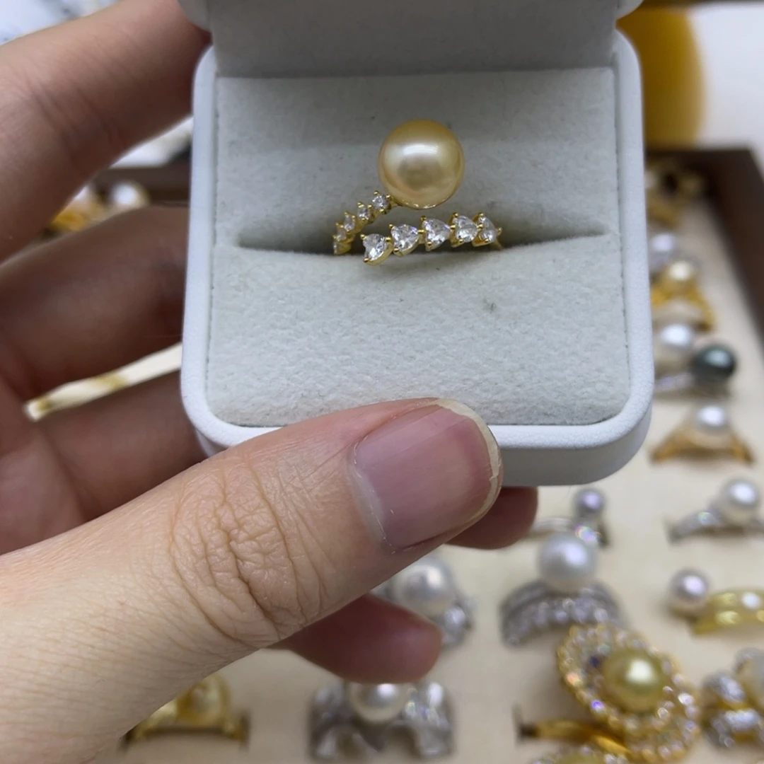 银S925镶嵌海水珍珠戒圈