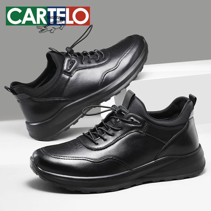 CARTELO/卡帝乐鳄鱼春季休闲皮鞋男士商务透气软底中年鞋子爸爸鞋