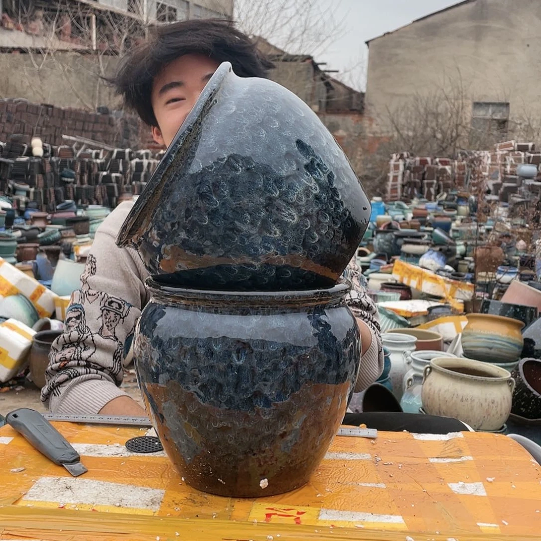 宜兴紫砂粗陶花盆