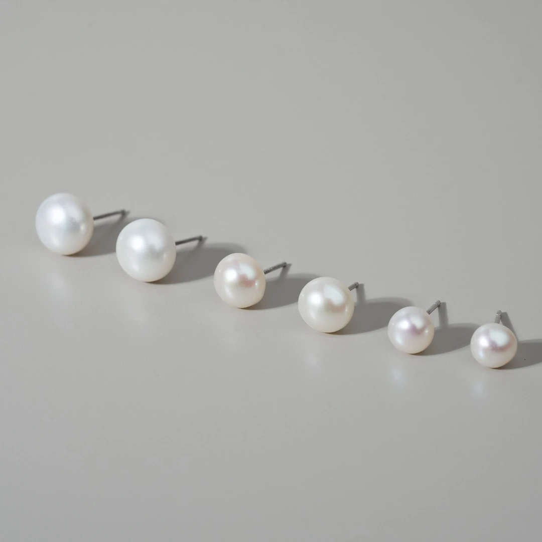 6-7/8-9/9-10mm星叙银925淡水珍珠耳钉耳饰
