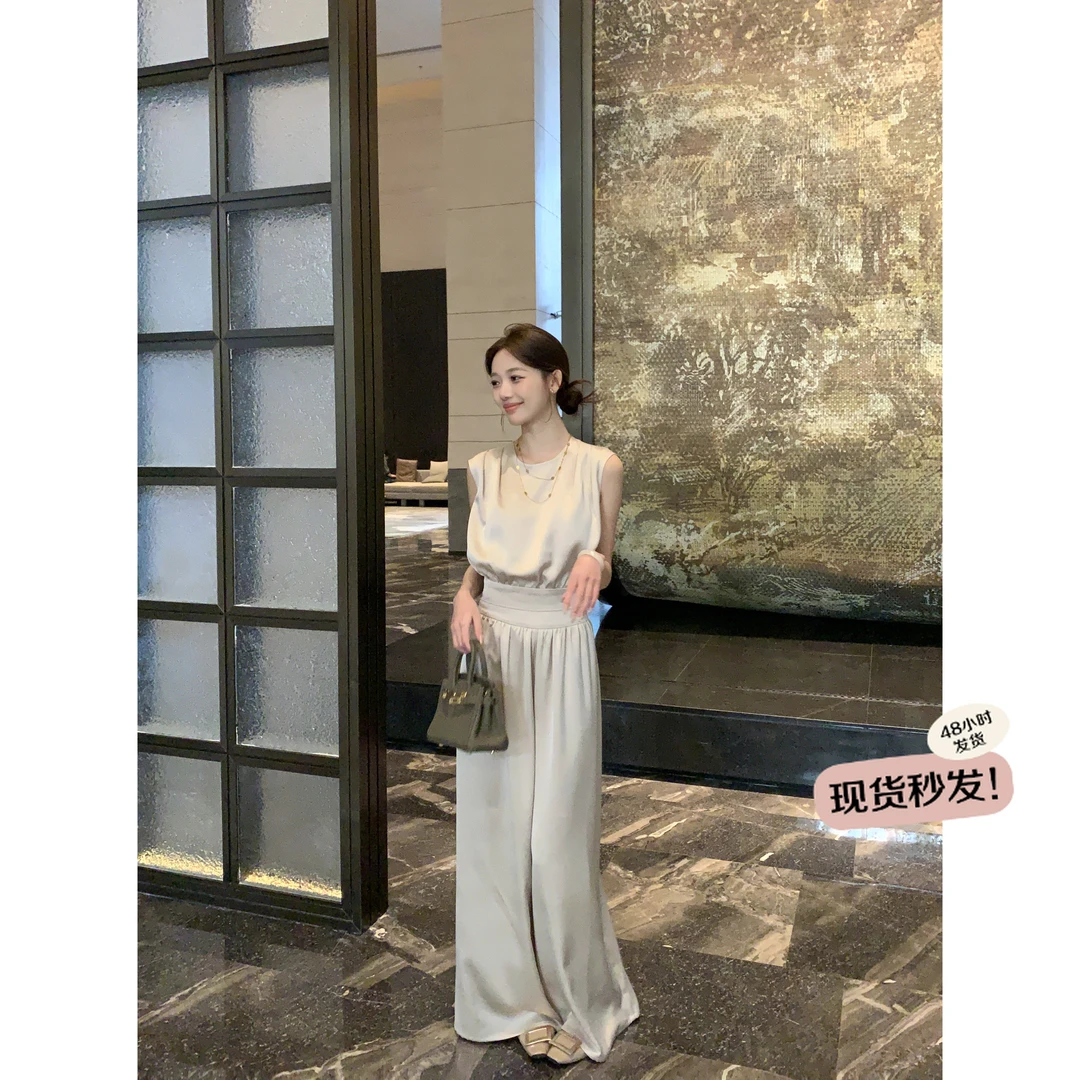 万万-清清【流光溢彩】小众设计气质百搭衬衫高级感阔腿裤两件套