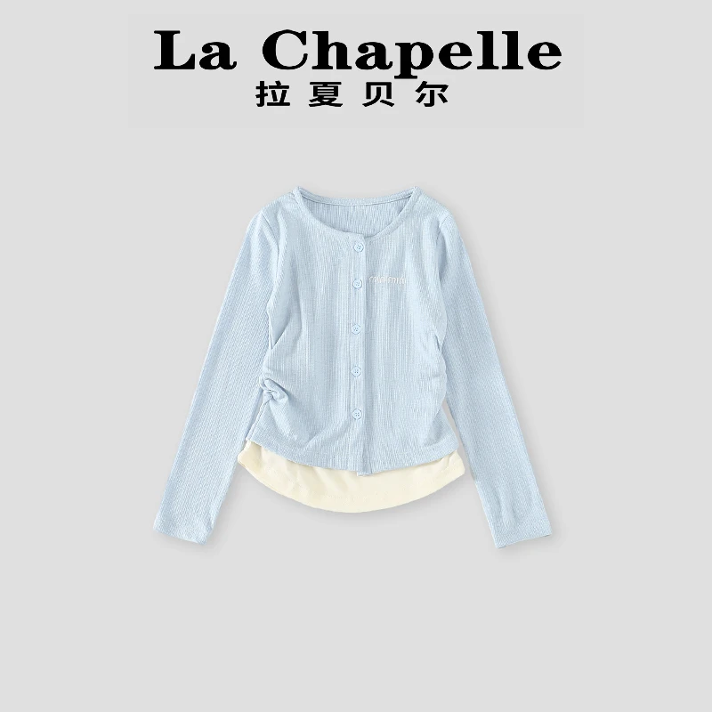 La Chapelle【拉夏贝尔】春季新款时尚假两件打底针织衫LC306