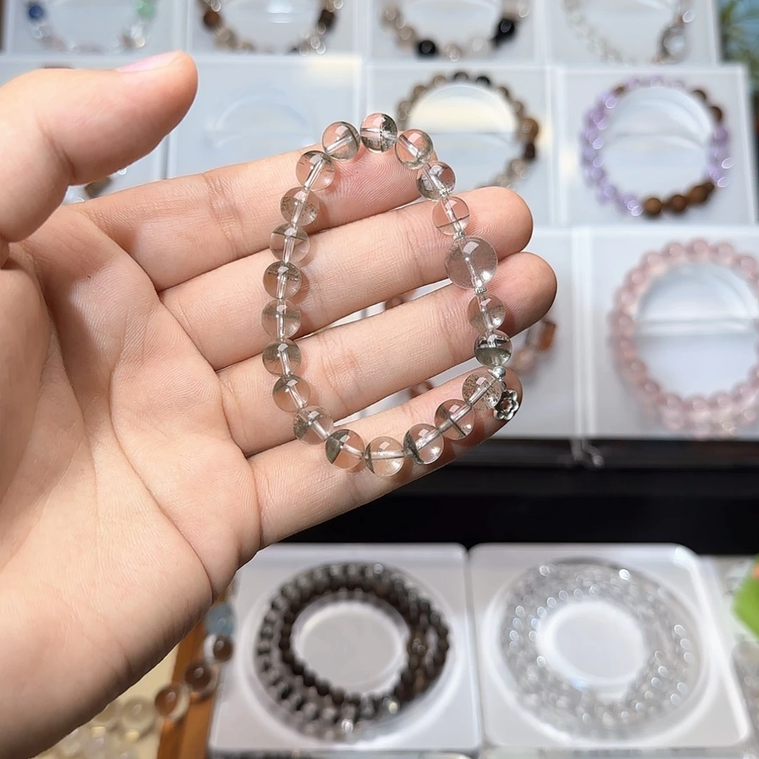 S****银S925镶嵌手链水晶绿幽灵
