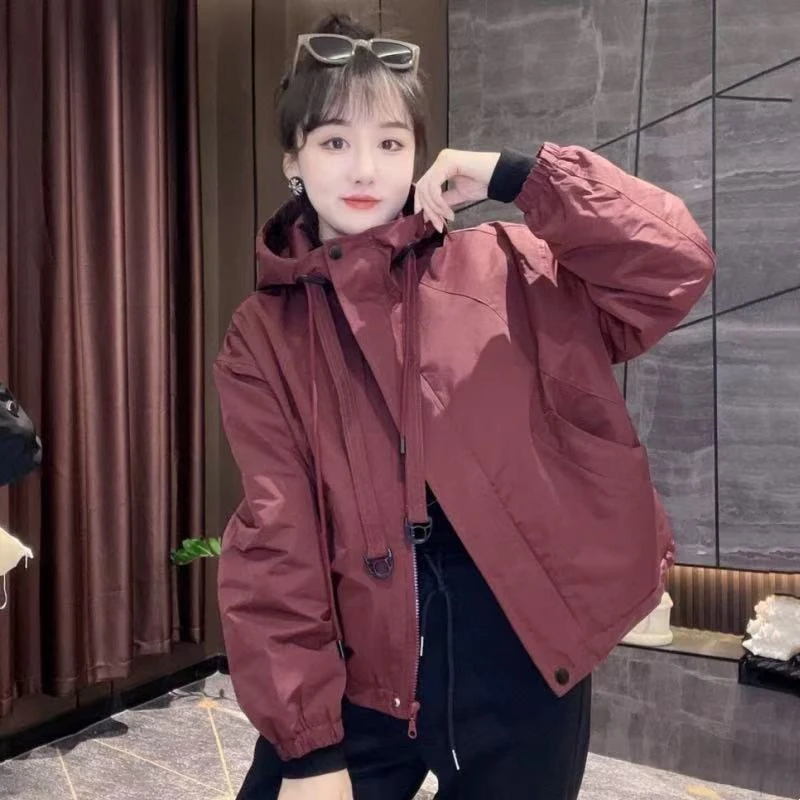 Yuanzhan/媛站春秋季抽绳运动减龄时尚女士小个子上衣潮