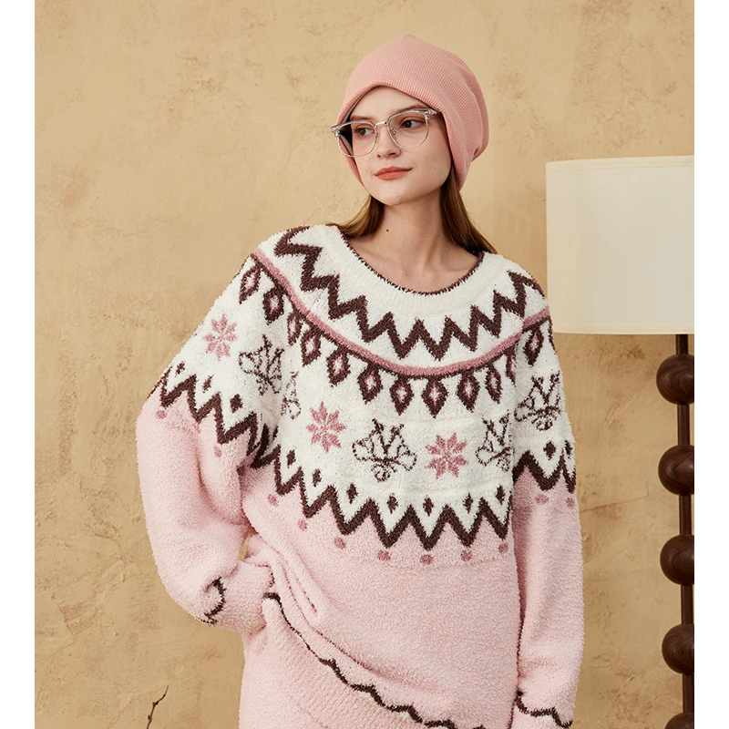 莫里伊【蜜粉北欧风情】小众时尚设计可外穿保暖睡衣家居服