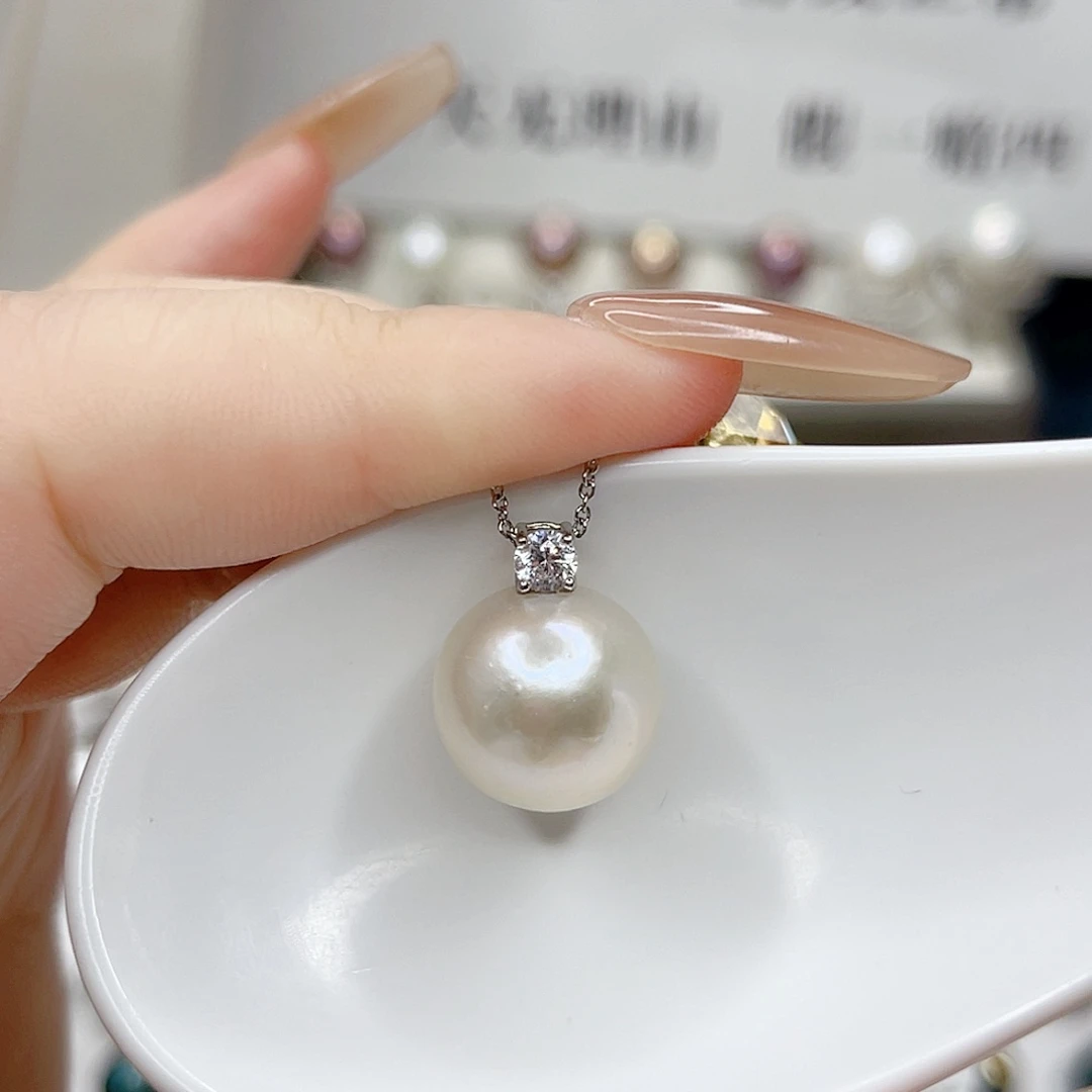吊坠(不含链)银S925镶嵌淡水珍珠