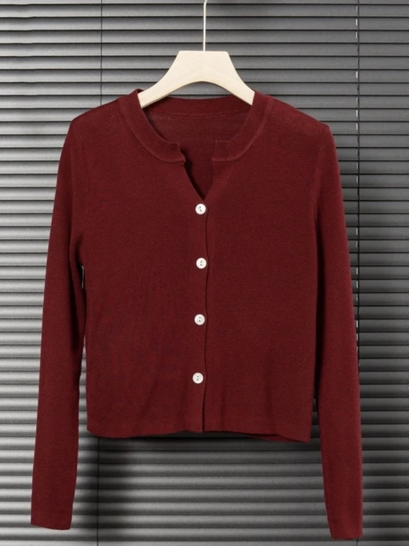 【休闲针织衫】小香风时尚薄款百搭纯色简约气质减龄针织上衣99157