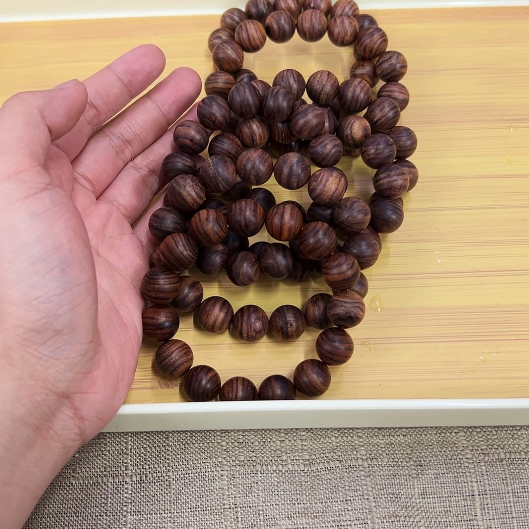 手串/手链黄花梨/降香黄檀15mm圆珠粗抛满纹无胶无腊