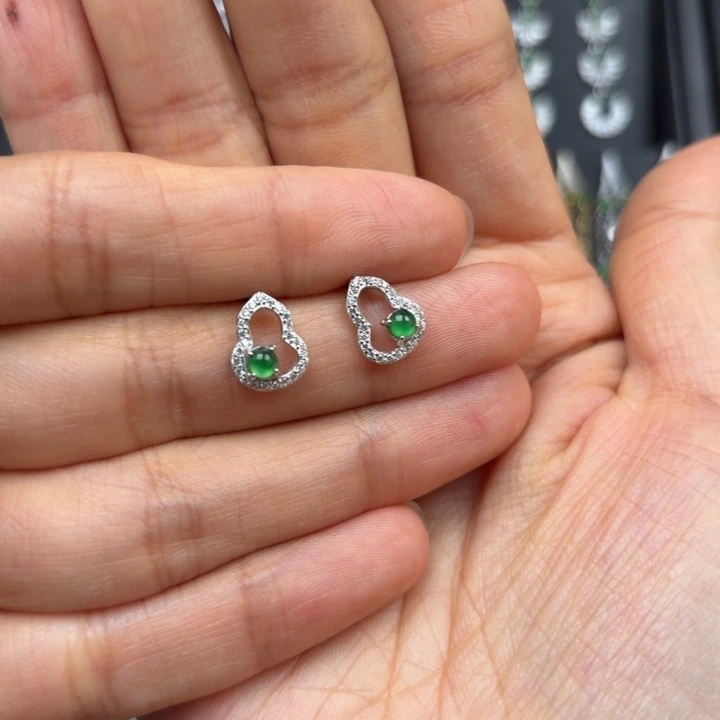 翡翠银S925镶嵌耳饰