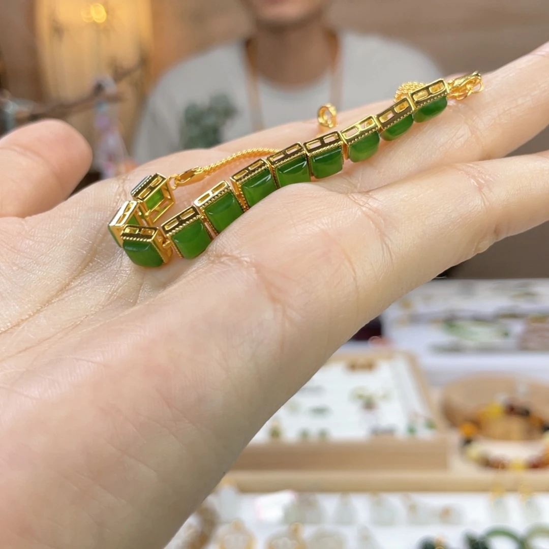 手串银S925镶嵌和田玉