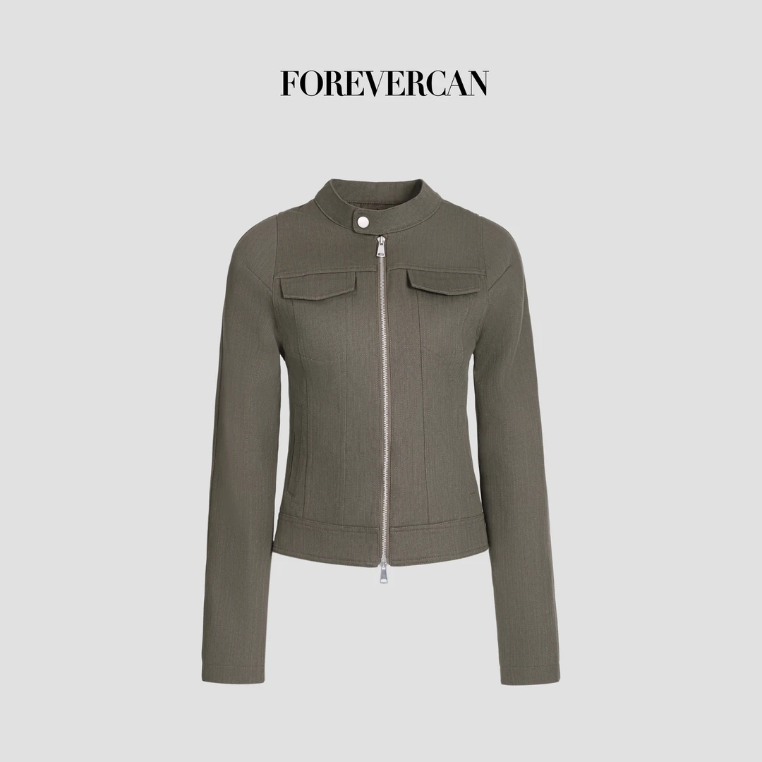 FOREVERCAN“查理威尔”极简军事工装风立领收腰夹克外套SC22960