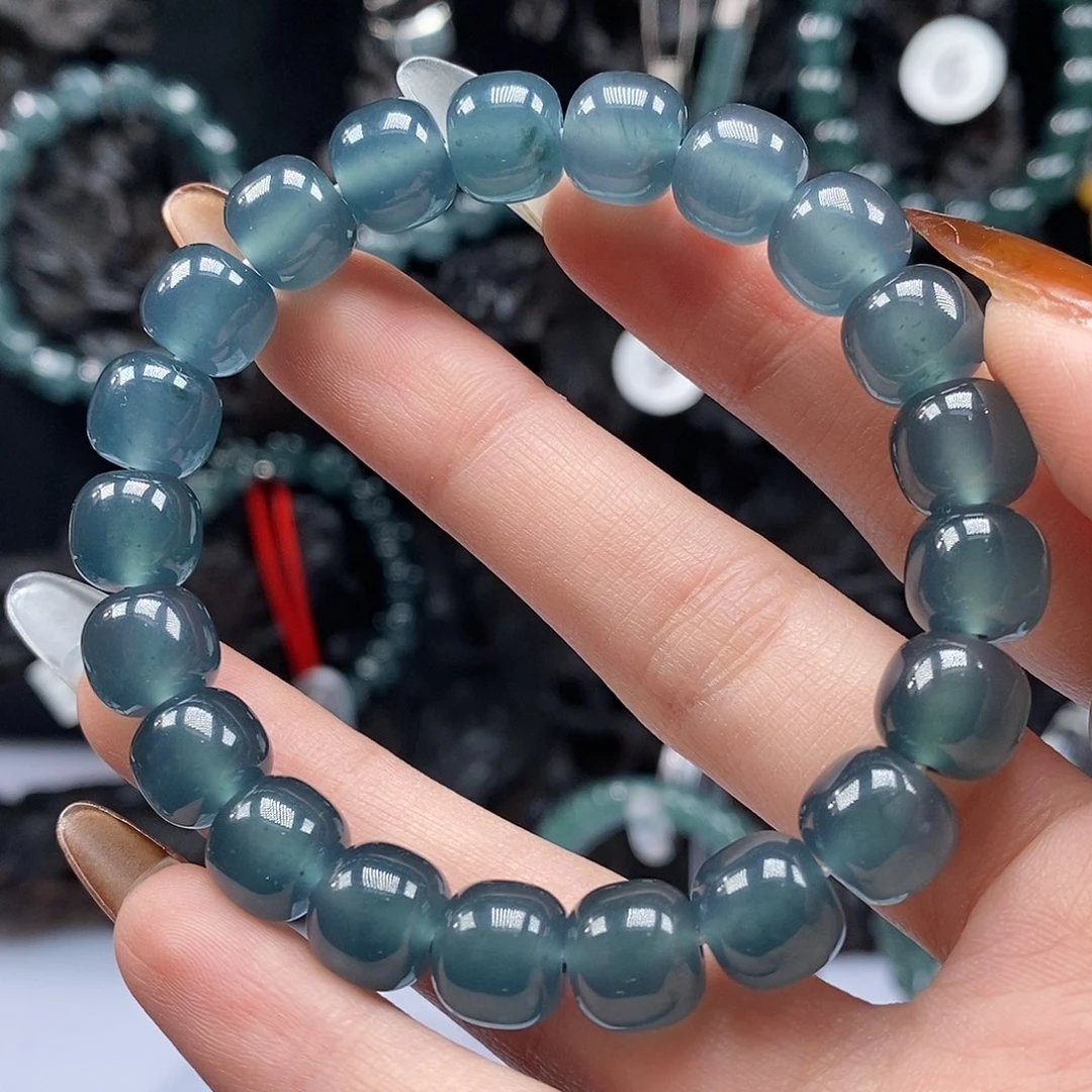 未镶嵌戒指翡翠10mm深海蓝老型珠手串