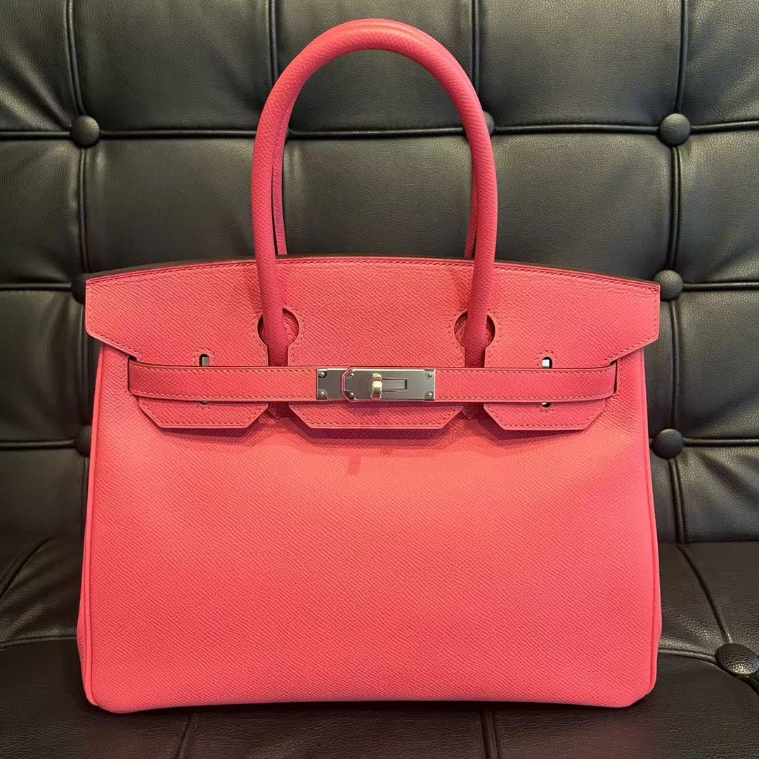 99新 Hermes/爱马仕 【小池专属】birkin30唇膏粉银扣E皮Y刻