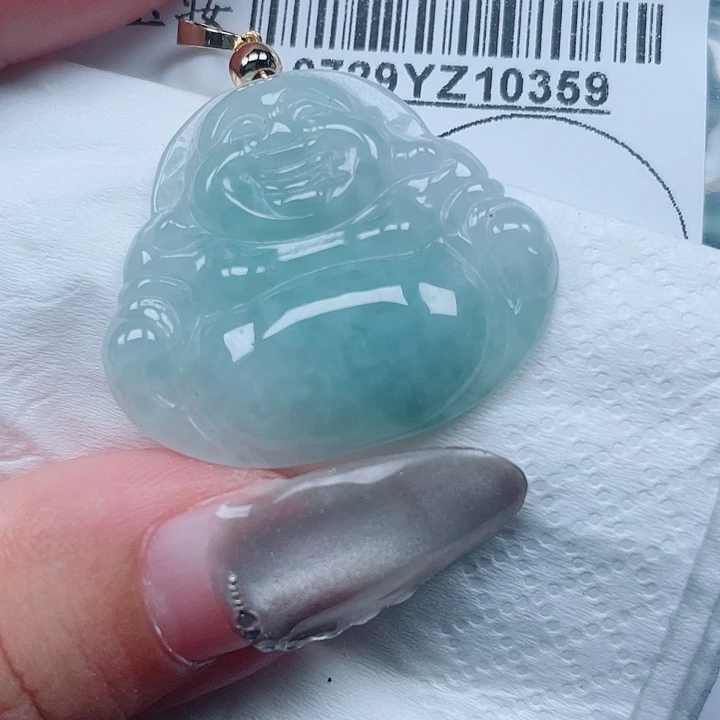 翡翠足银镀金镶嵌吊坠(不含链)