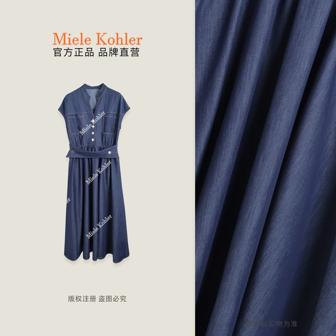 夏季新款轻奢高级感腰扣设计无袖连衣裙MKAX86986【I澳门小源同款】