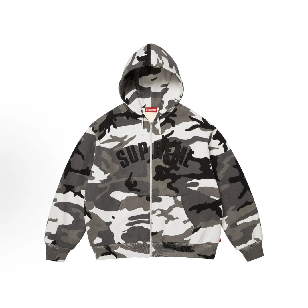 Supreme FW25 Arc迷彩华夫格拉链帽衫
