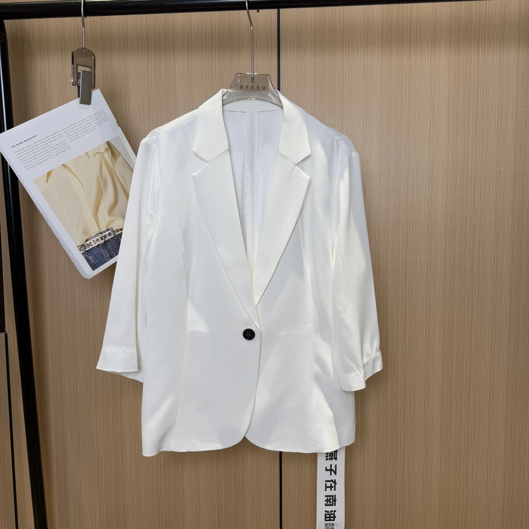 【燕子在南油】衣长60时尚纯色百搭重磅醋酸短款一粒扣西服外套3766