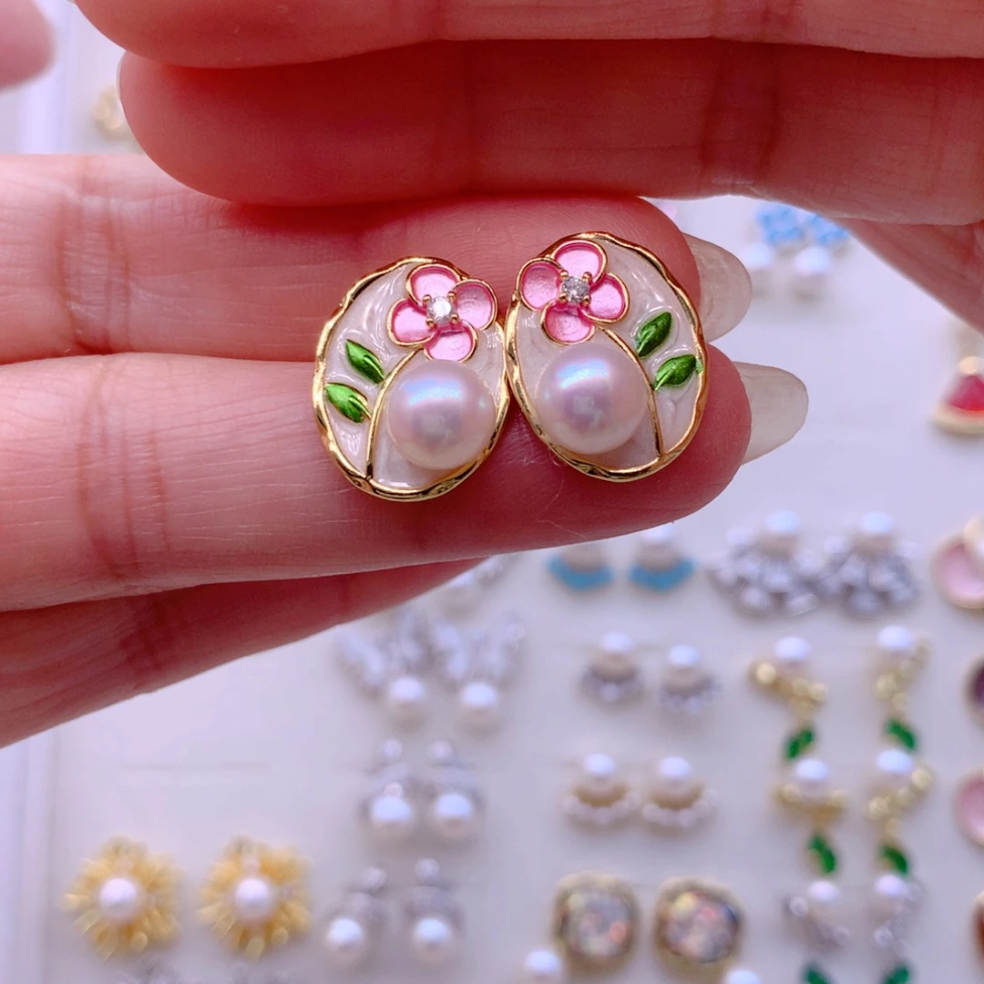 合金淡水珍珠耳饰