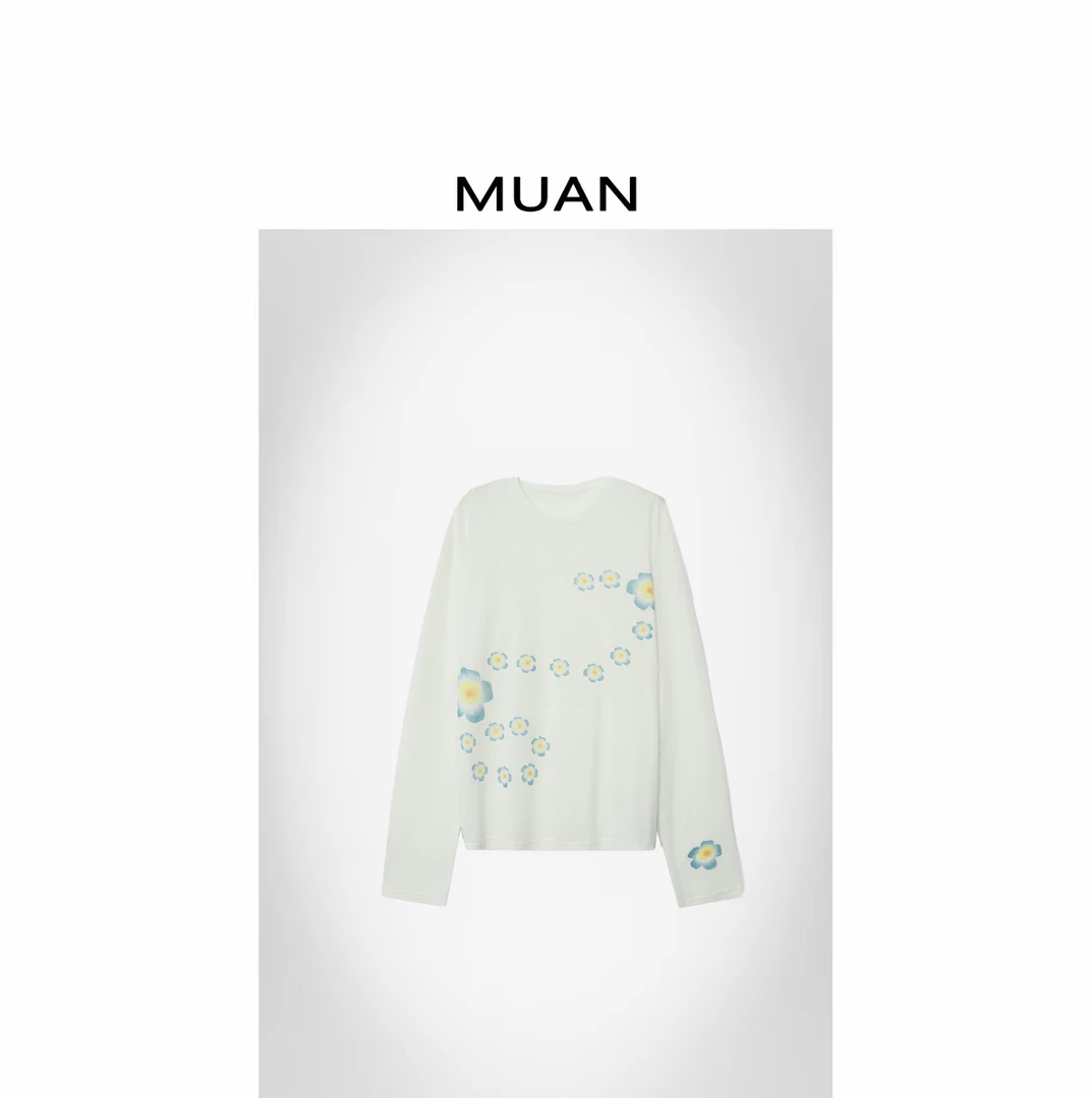 木岸MUAN：《向阳花长袖T》定制宽松高级百搭简约上衣打底女DG3-9017