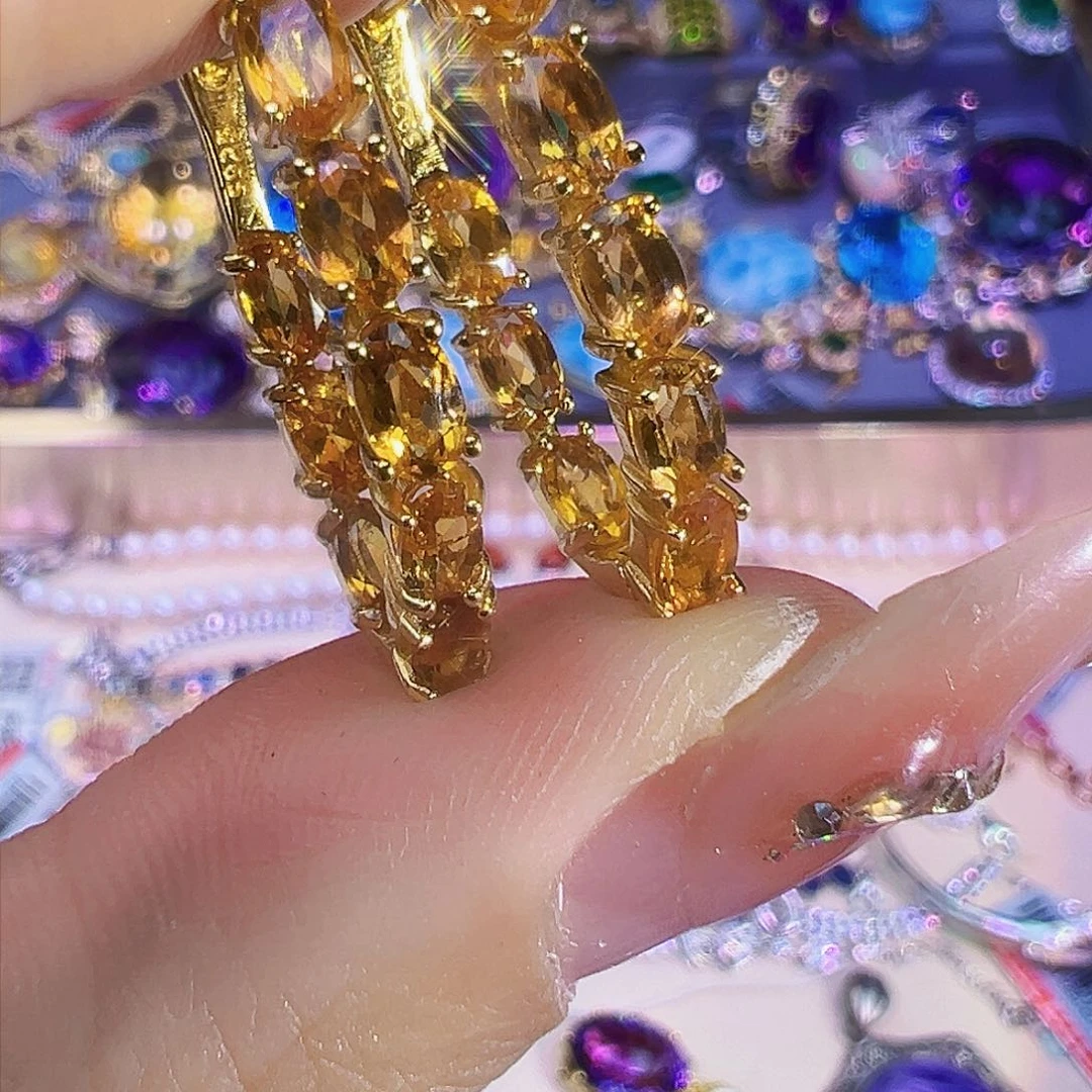 黄晶珠宝半成品银S925镶嵌