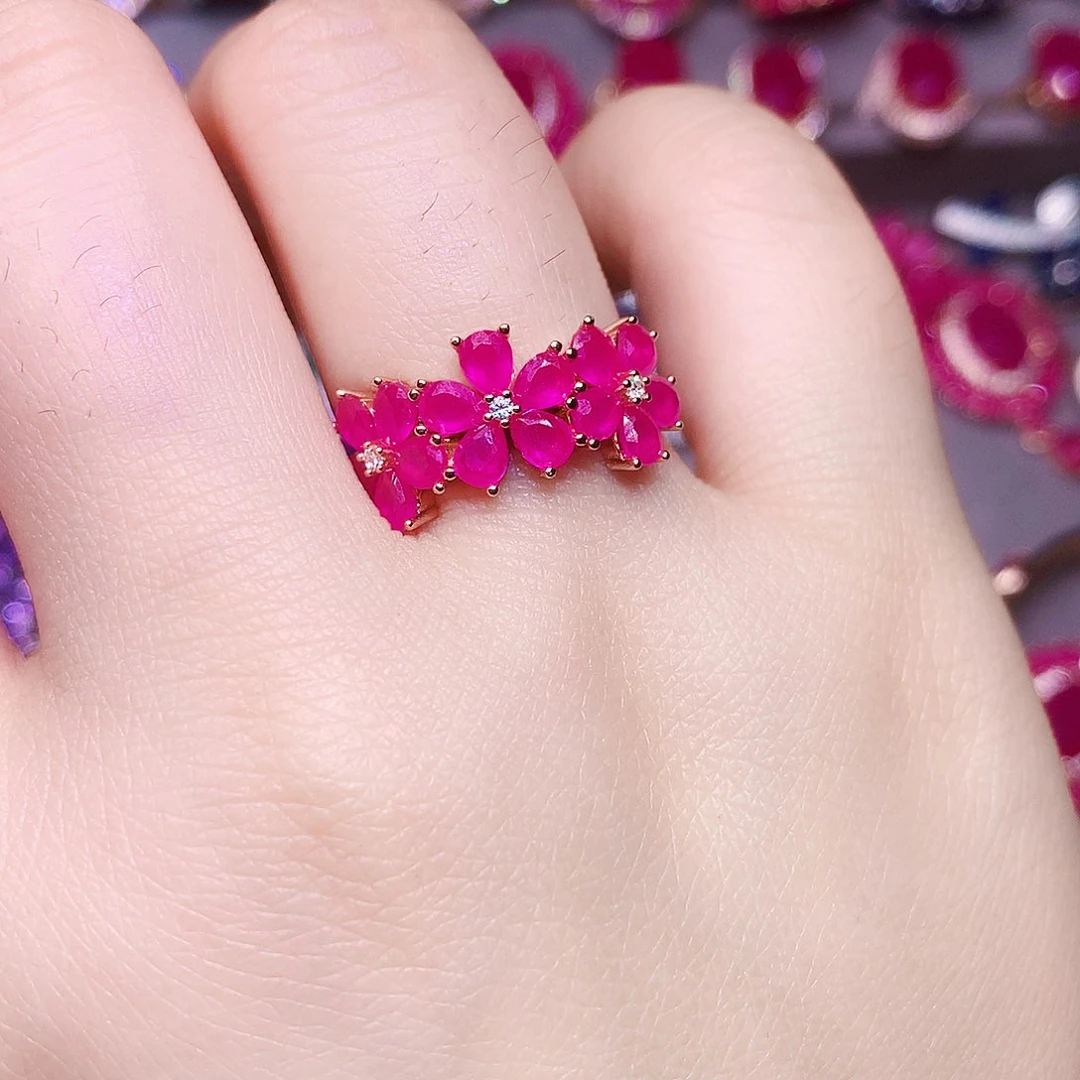 银S925镶嵌戒指红宝石