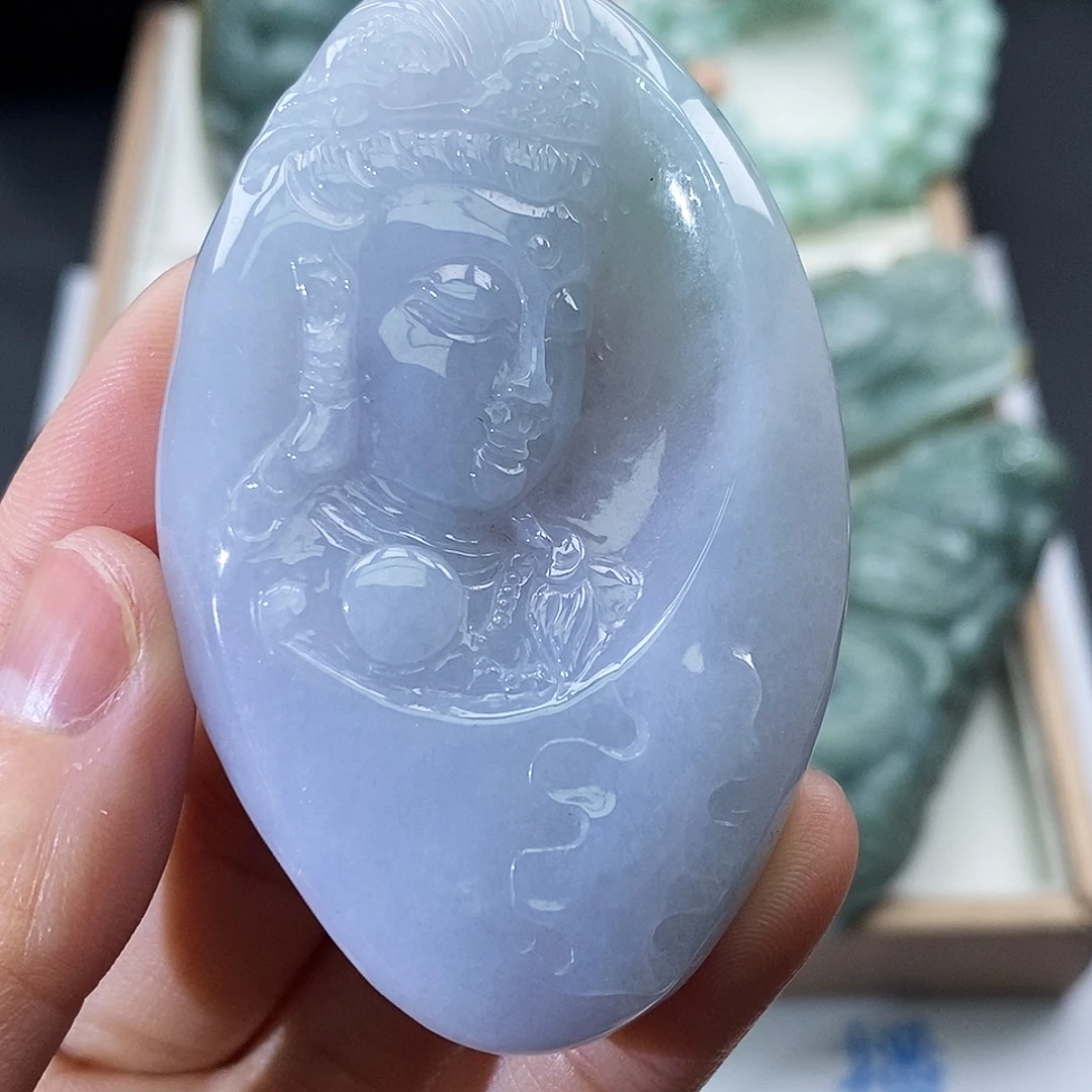 翡翠未镶嵌颈饰缅甸翡翠a货  观音首