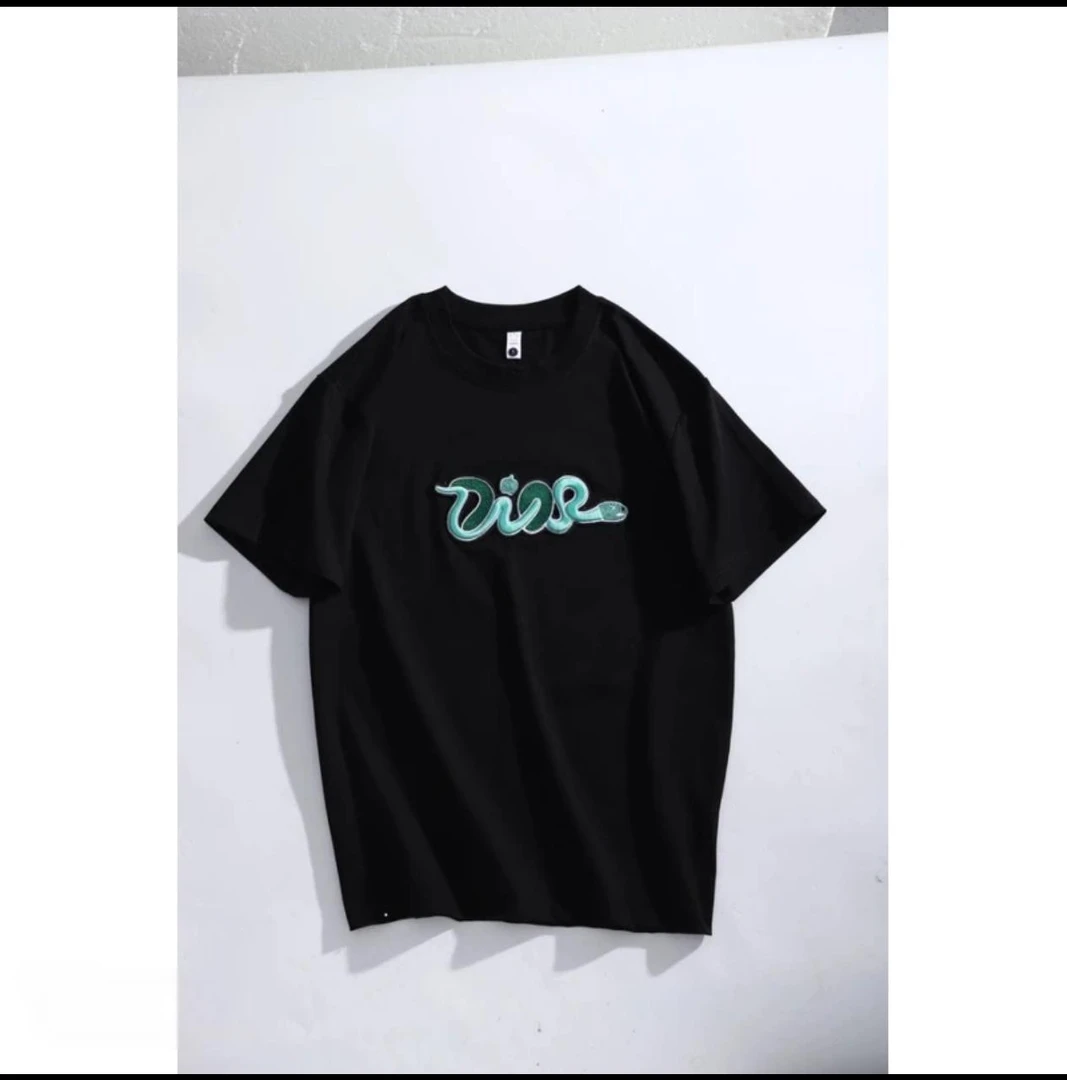 【花】时尚轻奢黑白短袖刺绣字母T恤 y809