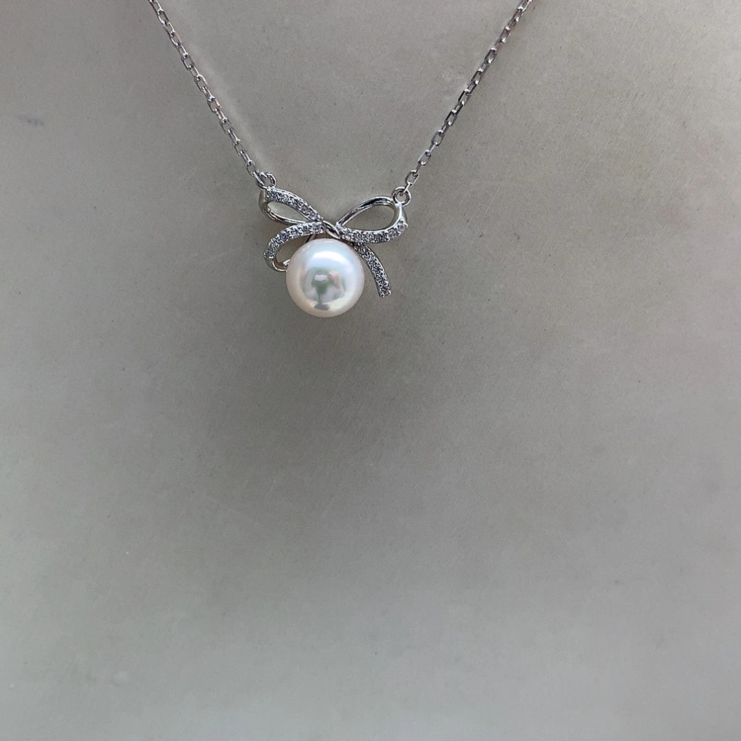 海水珍珠银S925镶嵌颈饰7.5-8mm ak