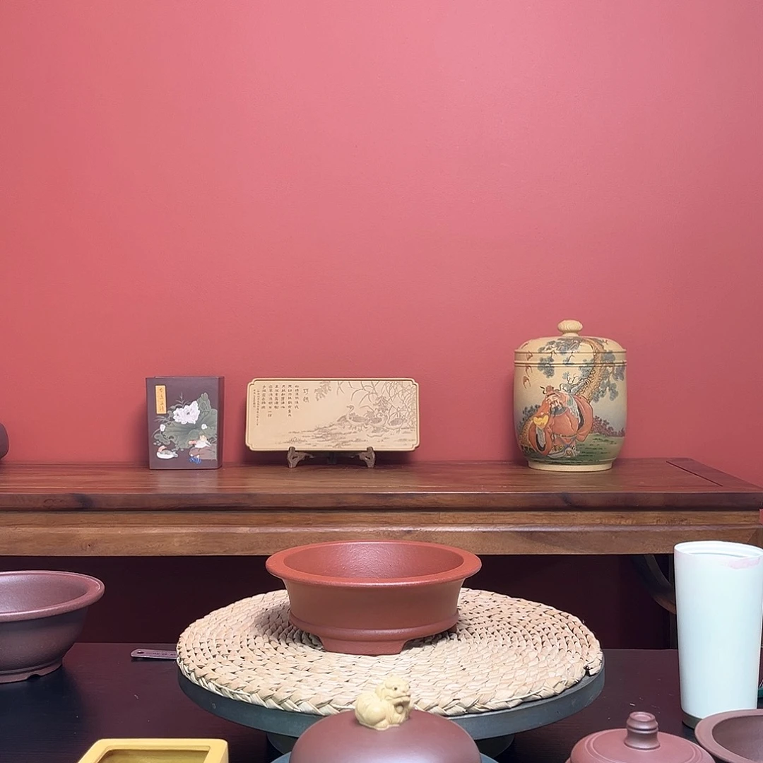 紫砂花盆郑大红袍浅盆