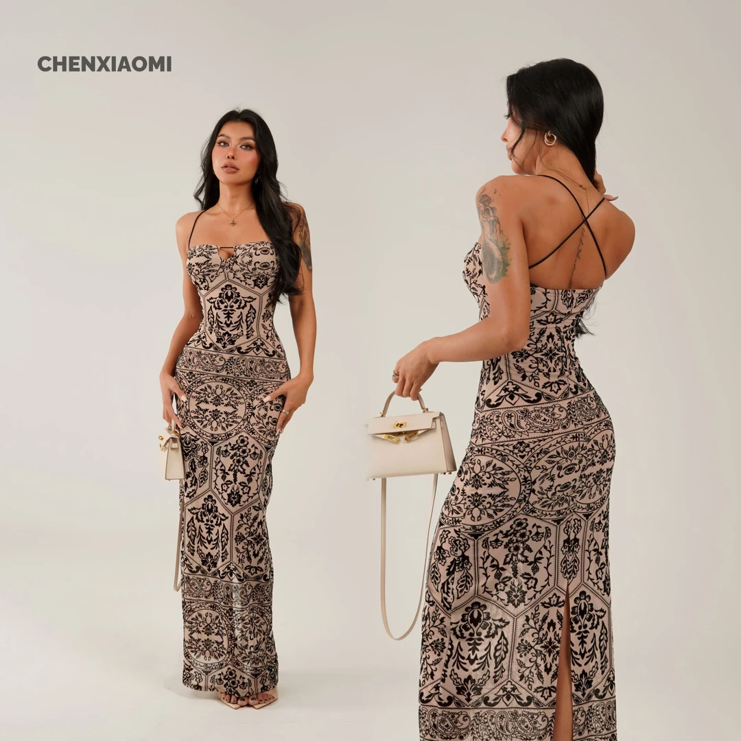 【蜜蜜家】画兰玉骨 带可拆胸垫莱姆花瓷连衣长裙/短裙25/Y647/Y657