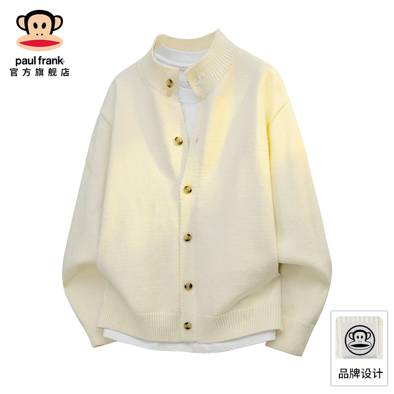 PaulFrank/大嘴猴慵懒风针织毛衣男2025秋冬新款宽松立领保暖外套