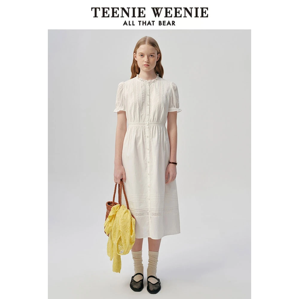 TeenieWeenie小熊25春夏新款法式公主风蕾丝连衣裙TTOW256409N