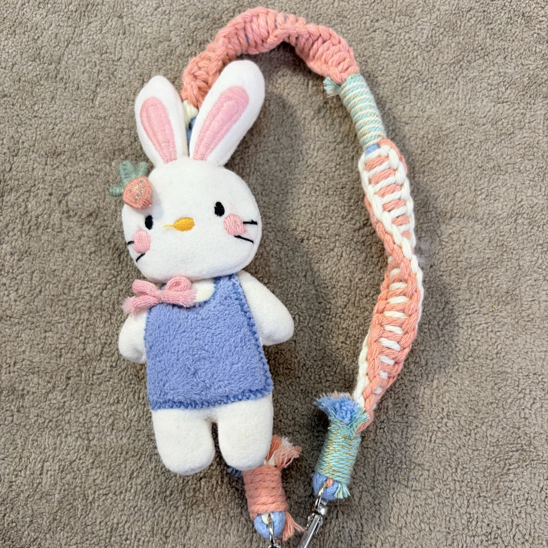 【粉萝兔宝】森系可爱钥匙扣挂件手工编织创意礼物手机挂绳手机链
