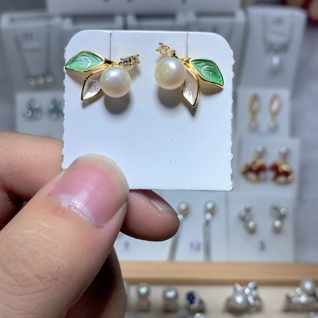 耳饰淡水珍珠银S925镶嵌