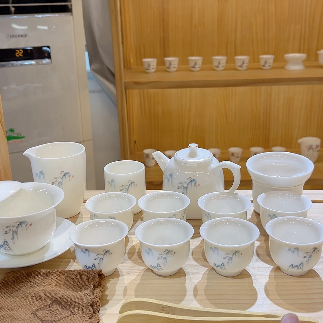 杯玄致羊脂玉瓷茶具套装