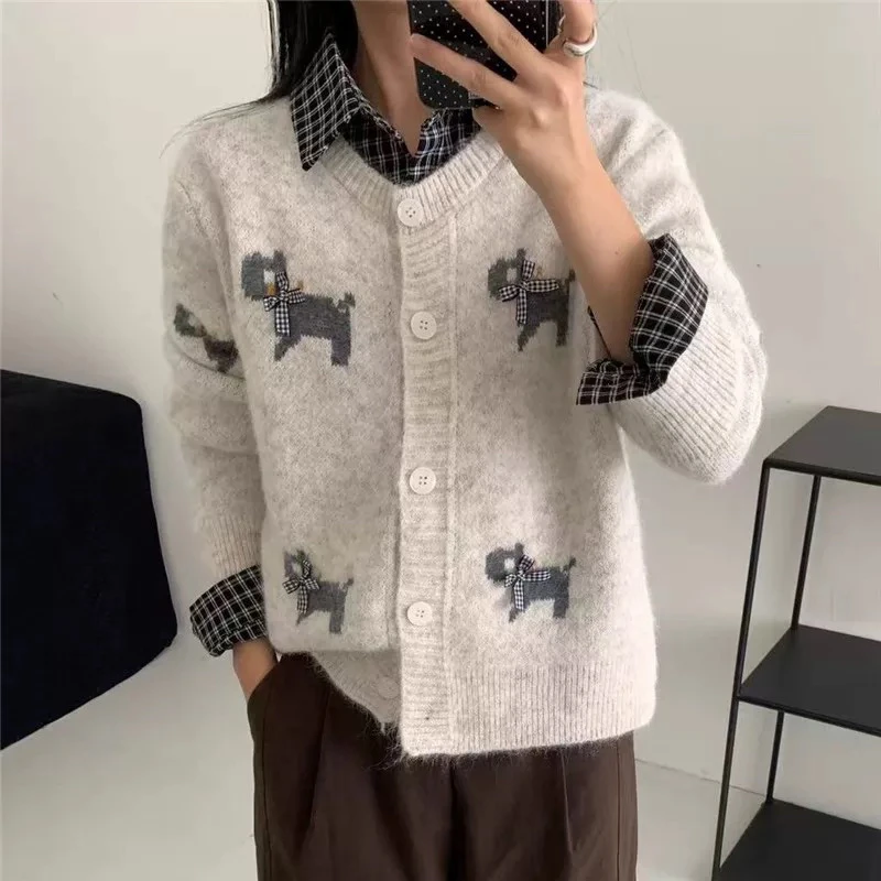 女装狗狗长袖女款韩系毛衣外套百搭毛针织衫宽松